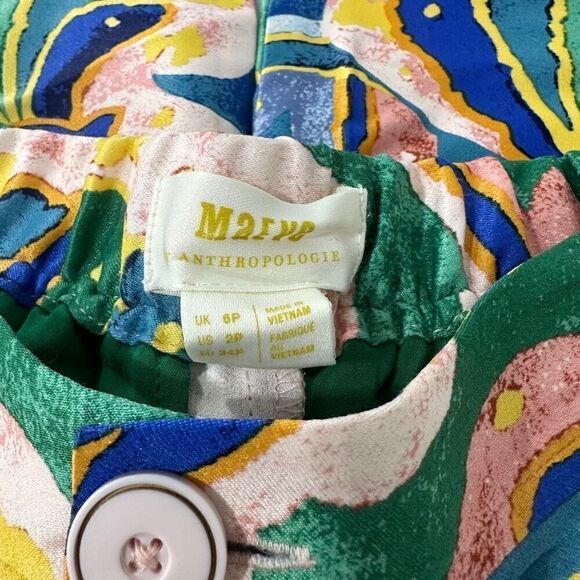 Maeve Anthropologie Women’s Size 2p Rhiannon Satin Cropped Flare Pants Wide Leg - Picture 4 of 6